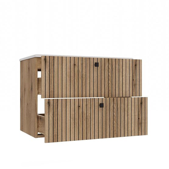 TIGO 80 2S FÜRDŐSZOBAI MOSDÓSZEKRÉNY EVOKE TÖLGY BARÁZDAZOTT ELŐLAPPAL + MOSDÓVAL