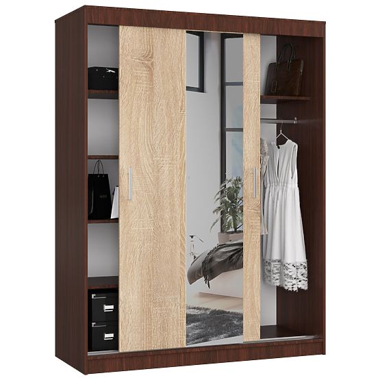 TOLÓAJTÓS SZEKRÉNY 150cm CLP WENGE / SONOMA