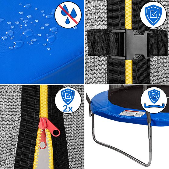 Trambulin hálóval és létrával HENZEN 244 cm kék FT 8