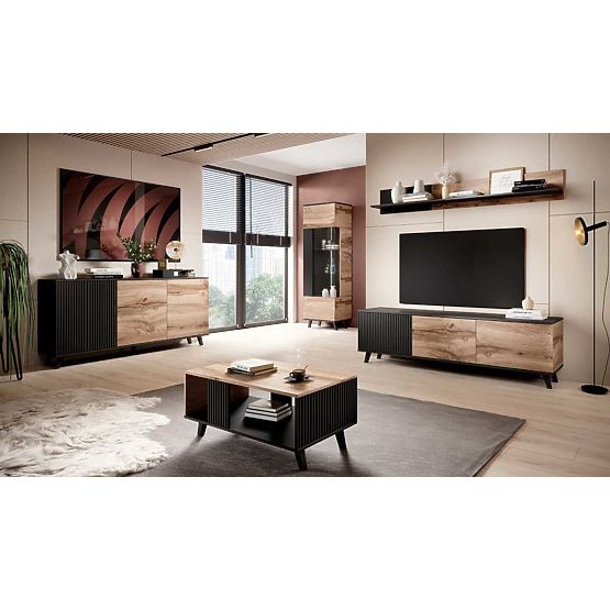 TV szekrény RANDOM RTV-2 - Wotan tölgy/Fekete