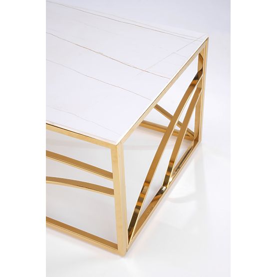 UNIVERSE 3 dohányzóasztal, fehér márvány/arany (2p=1ks)