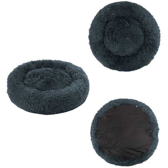Univerzális plüss fekhely kutyáknak és macskáknak 60 cm - sötétszürke