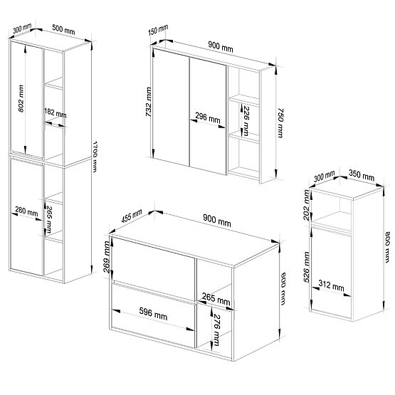 VAMI FÜGGŐ FÜRDŐSZOBAI BÚTOR SZETT ARTISAN TÖLGY / GRAFIT SZÜRKE