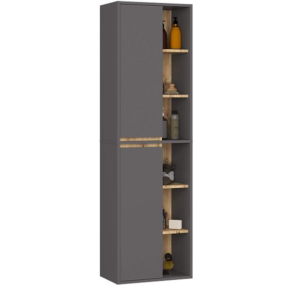 VAMI W50 2D 6P FÜGGŐ FÜRDŐSZOBAI SZEKRÉNY GRAFIT SZÜRKE / ARTISAN TÖLGY