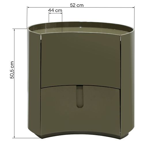 Vena éjjeliszekrény fiókokkal, zöld/szürke, lekerekített, fényes