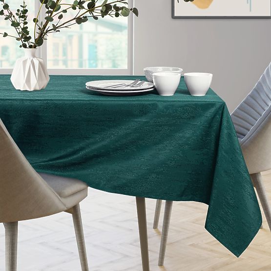 VESTA asztalterítő palackzöld színben, modern dombornyomott mintával 30x140 ameliahome
