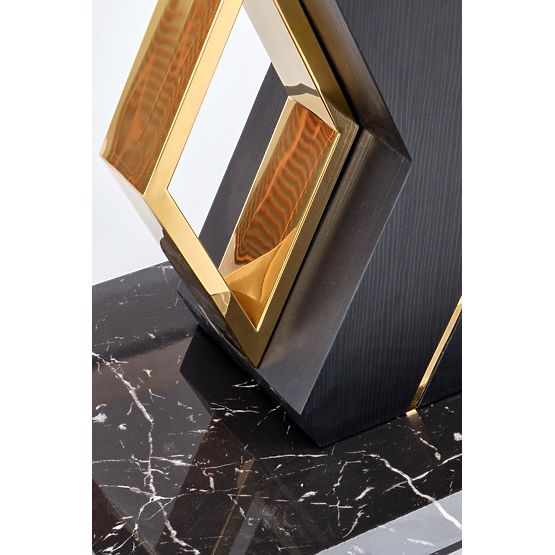 VINCENZO kihúzható asztal, lap: fehér márvány, láb: fekete/arany (3p=1db)