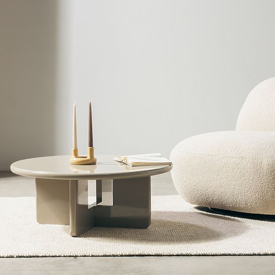 Vinto dohányzóasztal 80 cm, bézs, fényes