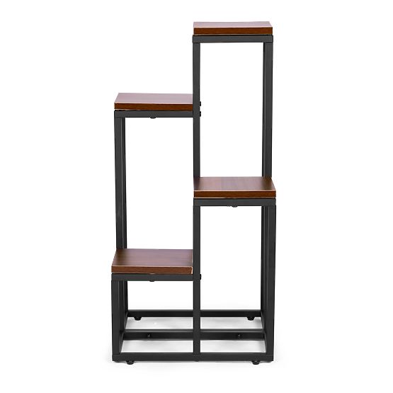 Virágállvány, virágpolc, díszpolc 4 polccal, fém, MDF, sötét dió, ModernHome