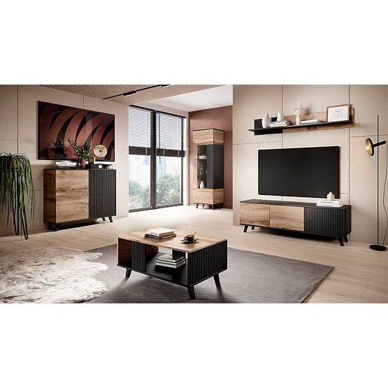 Vitrin RANDOM W-1 - Wotan Tölgy/Fekete