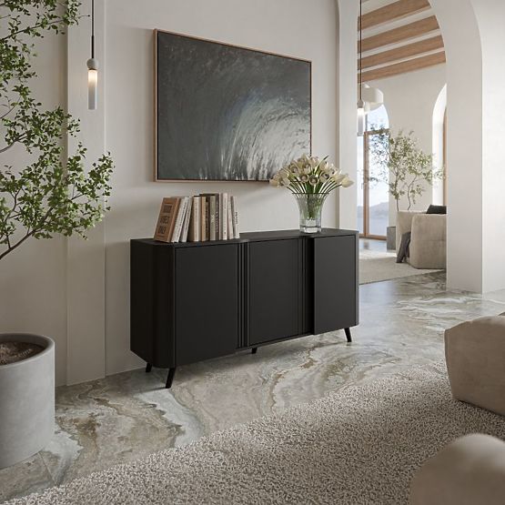 VOLARE komód 150 3D fekete matt/fekete matt