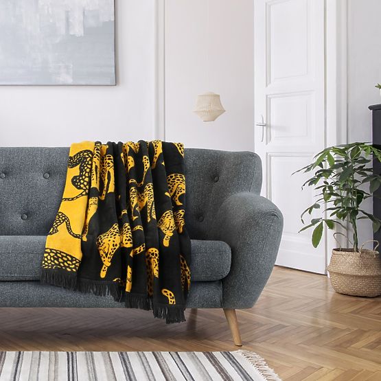 ZARIA ágytakaró fekete nyomtatott 150x200