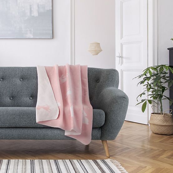 ZARIA takaró púderrózsaszín nyomtatott 150x200