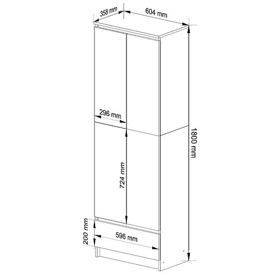 ZÁRT POLC R60 2D 1SZ CLP PK FEHÉR / FEKETE FÉNYES