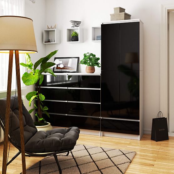 ZÁRT POLC R60 2D 1SZ CLP PK FEHÉR / FEKETE FÉNYES