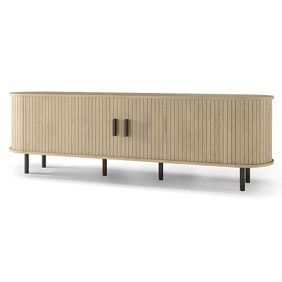 Zárt TV szekrény Gliss, lekerekített, lamellás, világos tölgy