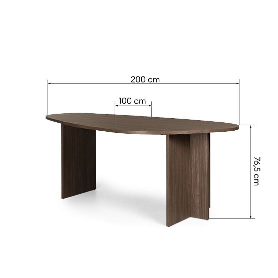 Zeva 200 cm-es asztal szabálytalan lappal, Lincoln dió