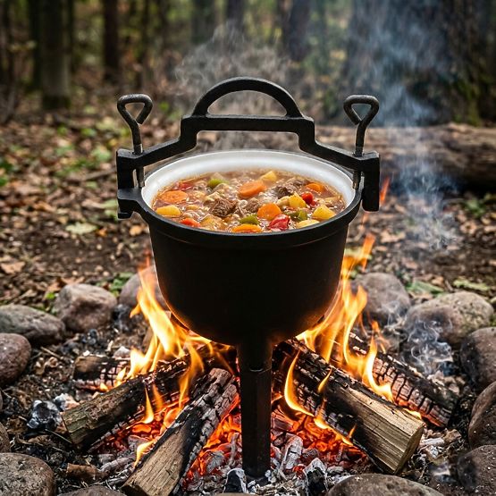 Zománcozott öntöttvas bogrács 10L álló vadász üst tűzrakó grill MultiGarden
