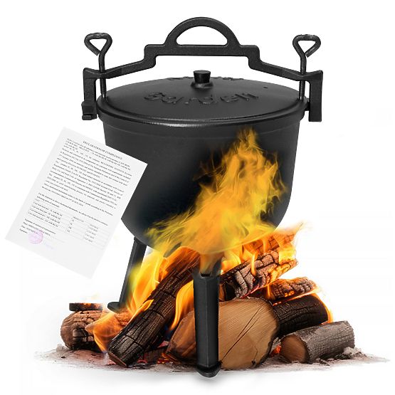 Zománcozott öntöttvas bogrács 10L álló vadász üst tűzrakó grill MultiGarden