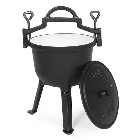 Zománcozott öntöttvas bogrács 8L álló vadász fazék tűzrakóhely grill MultiGarden