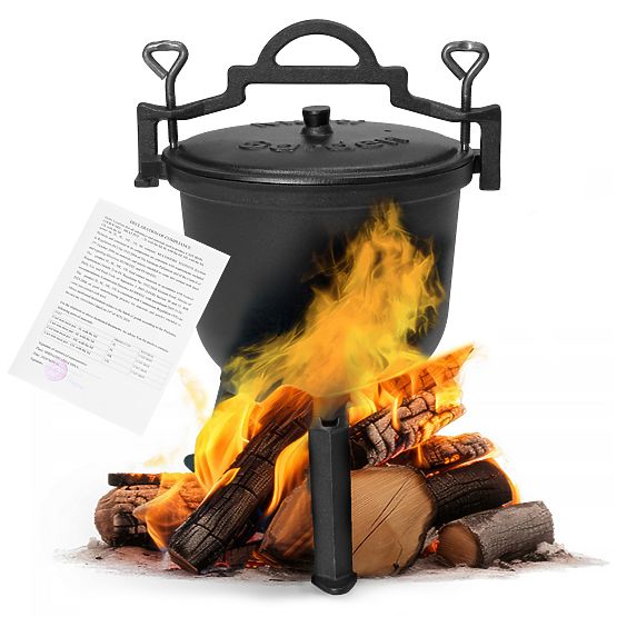 Zománcozott öntöttvas bogrács 8L álló vadász fazék tűzrakóhely grill MultiGarden