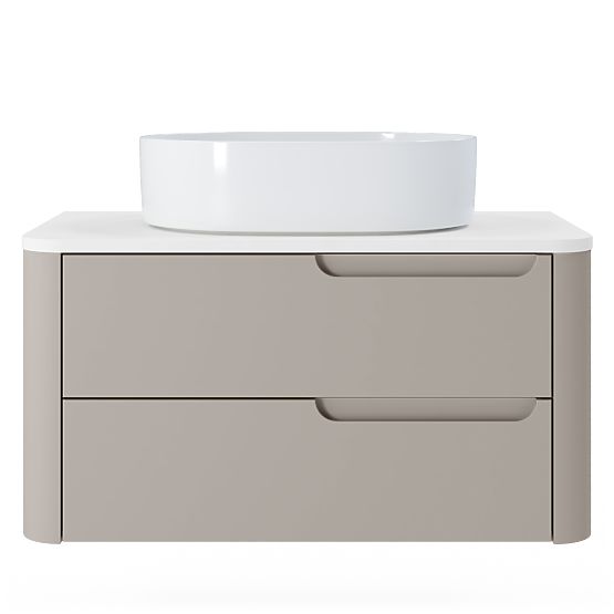 Zora mosdó alatti szekrény, lekerekített, fehér/barna-szürke