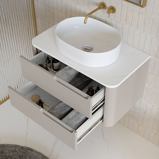 Zora mosdó alatti szekrény, lekerekített, fehér/barna-szürke