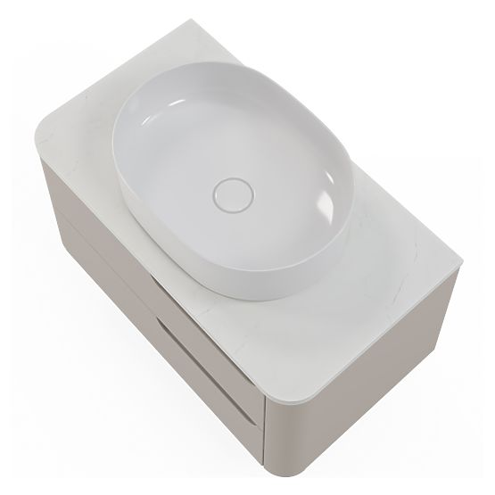 Zora mosdó alatti szekrény, lekerekített, fehér/barna-szürke