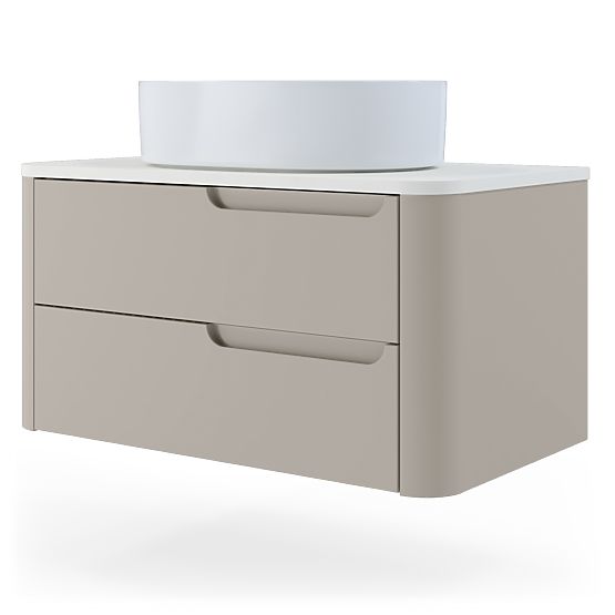 Zora mosdó alatti szekrény, lekerekített, fehér/barna-szürke