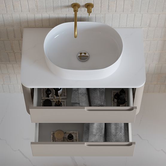 Zora mosdó alatti szekrény, lekerekített, fehér/barna-szürke