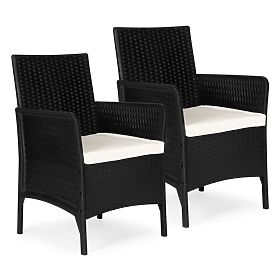 2 darabos kerti szék szett párnával, erkélyre, teraszra, kertbe, fekete MultiGarden