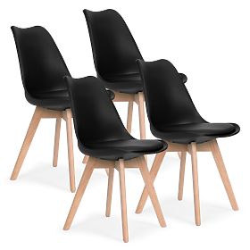 4 darabos szett nappali és étkező székekkel, ökobőr párnával Fekete ModernHome