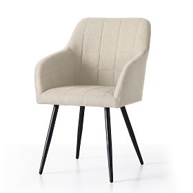 6x Kárpitozott szék négyzetes steppelés Bézs LUXANO Fekete lábak Lumos szövet