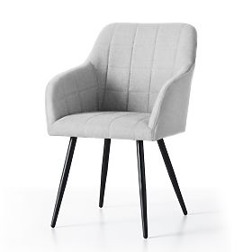 6x Kárpitozott szék négyzetes steppeléssel Világosszürke LUXANO Fekete lábak Lumos szövet