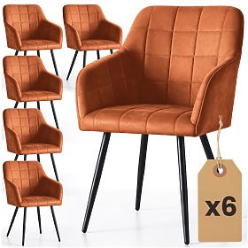 6x Kárpitozott szék négyzetes varrással Réz LUXANO Fekete lábak