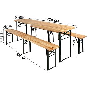 Acél-fa LAGER készlet: asztal + 2 pad 220 cm