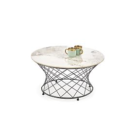 ALESSIA dohányzóasztal, bézs márvány / fekete (2p=1ks)