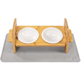 Állítható Kerámia Tál Kutya vagy Macska számára Szilikon Alátéttel PJ-082 Készlet, PuppyJoy