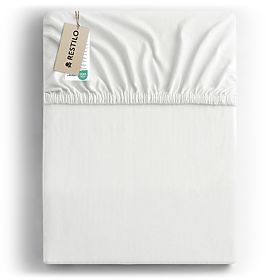AMBER lepedő fehér színben, klasszikus stílus, jersey anyagból, 80-90x200 DecoKing