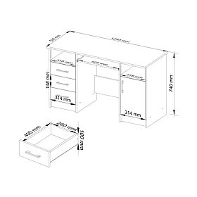 ANA PK ÍRÓASZTAL FEHÉR / FEHÉR FÉNYES