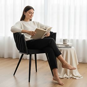 Aston Velvet fekete bársony fonott szék