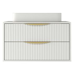 Avila 2.0 mosdó alatti szekrény, 80 cm, bordázott, arany fogantyúk, fehér