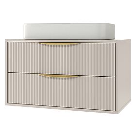 Avila 2.0 mosdó alatti szekrény, 80 cm, bordázott, arany fogantyúk, kasmír