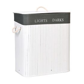 Bambusz szennyestartó 2 rekeszes fehér-szürke