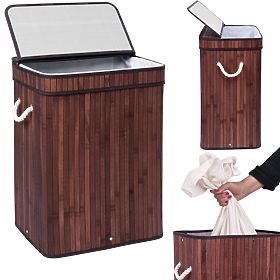 Bambusz szennyestartó fedéllel SOREN 80L wenge