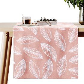 CALM asztalterítő púderrózsaszín nyomtatott növényi motívummal klasszikus stílus 40x140 ameliahome