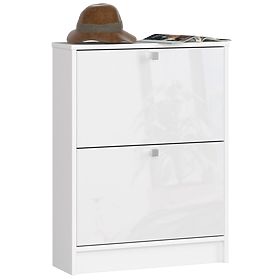 CIPŐTARTÓ 2 FELNYÍLHATÓ AJTÓVAL 60 cm FEHÉR / FEHÉR FÉNYES