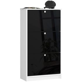 CIPŐTARTÓ 3 FELNYÍLÓ AJTÓVAL 60 cm FEHÉR / FEKETE FÉNYES