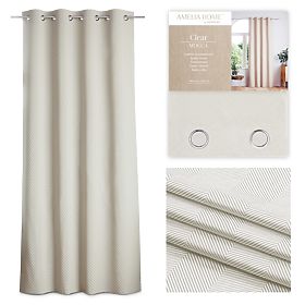 CLEAR függöny cappuccino színben, nyomtatott boho stílusú mintával, klasszikus ezüst fém karikákkal
