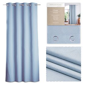 CLEAR sötétkék színű függöny nyomtatott boho stílusú klasszikus ezüst fém karikákkal